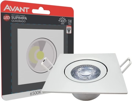 10 Unidades - Spot Supimpa LED Quadrado Luz branca 6500K 5W Bivolt Avant branco SPOT COB