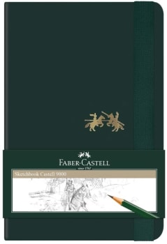  Caderno sem Pauta, Faber-Castell, CDNSKT/PQ, Sketchbook Castell 9000, 13.7x9.2cm, Verde, 80 Folhas 