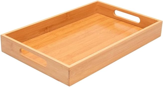 Mimo Style Bandeja Retangular Ecokitchen Com Alça Nas Laterais, Ideal Para Servir Petiscos, Cafés e Lanches, 26cm Produzido em Bambu