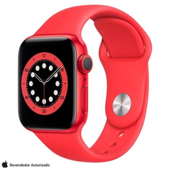 Apple Watch Series 6 (PRODUCT) RED, 40mm, GPS, com Pulseira Esportiva Vermelha