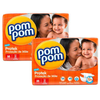 Fralda Pom Pom Protek Proteção de Mãe Mega com 100 unidades - Tamanho M