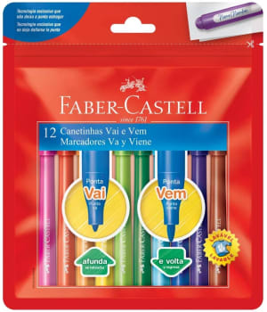  Canetinha Vai e Vem 12 Cores, Faber-Castell, 15.0112VVZF, Multicor 