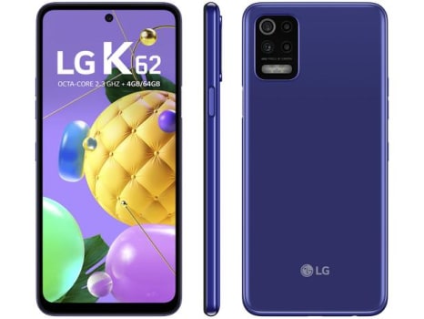 Smartphone LG K62 64GB Azul 4G Octa-Core 4GB RAM - Tela 6,59” Câm. Quádrupla + Selfie 13MP Dual Chip - Magazine Ofertaesperta
