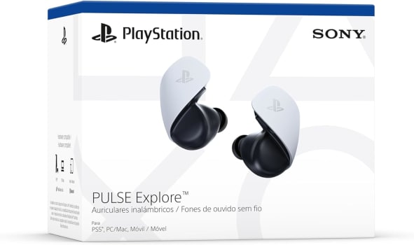 Fone de Ouvido Sem Fio Gamer Sony Pulse Explore, Bluetooth, Cancelamento de Ruído, PC, PS5 e Dispositivo Móvel Branco