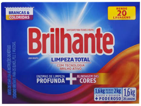 Lava Roupas Sanitizante em Pó Brilhante - Limpeza Total Combate Germes e Bactérias 1,6kg - Magazine Ofertaesperta