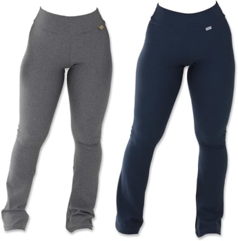 Kit com 2 Leggings Feminina Flare Suplex Peluciada Cós Alto Click Mais Bonita