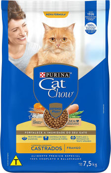 Ração Gatos Adultos Purina CAT CHOW Castrados Frangos 7.5kg