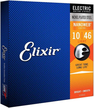 Encordoamento .010 Elixir 12052, para Guitarra Nanoweb Light