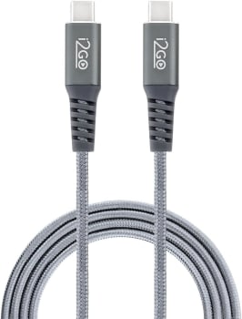 Cabo USB-C + USB-C I2GO 2m 3A Nylon Trançado Chumbo - I2GO PRO