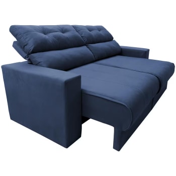 Sofá 3 lugares Cama inBox Clean com Assento Retrátil Encosto Reclinável em Tecido Velusoft e 170 cm de Largura - Azul