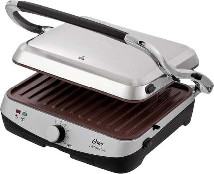 Grill Oster Bioceramic 2 Em 1, 110V, Inox, 1500W, CKSTPA4881