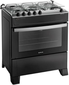 Fogão 5 Bocas Preto com Mesa Inox Atlas Atenas Bivolt