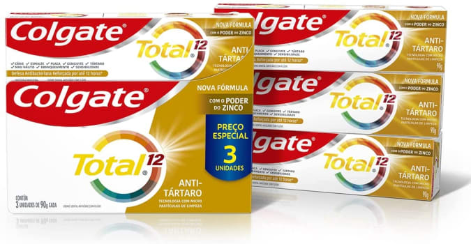 2 Pacotes - Creme Dental Colgate Total 12 Anti Tártaro 90g - 6 Unidades