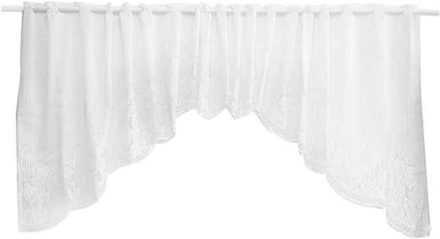 Cortina Cascata de Renda para Cozinha Branca Clássica Tulipinhas 3,00m x 1,00m Interlar