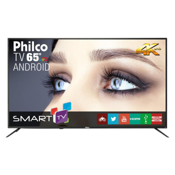 Smart TV LED 65" Philco PTV65A11DSGWA Ultra HD 4K com 3 HDMI e 2 USB Preta com Conversor Digital Integrado