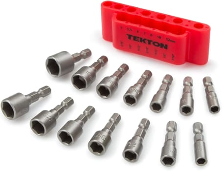  TEKTON Conjunto de brocas de porca elétrica de troca rápida, 14 peças (3/16-7/16 polegadas) | 2938 