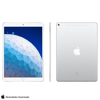 iPad Air Silver com Tela 10,5”, Wi-Fi + 4G, 64 GB, Processador Chip A12 - MV0E2BZ/A