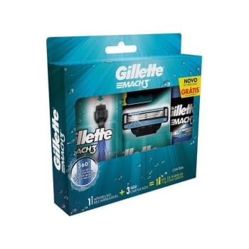 Kit de Barbear Gillette Mach3 Aqua-Grip - Azul