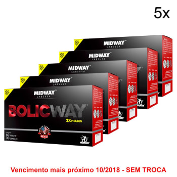 Kit 5x Bolic Way 60 Tabs + 30 Cáps - BCAA + Cafeína + Creatina - Midway
