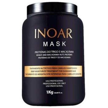 Máscara de Tratamento Capilar Inoar Mask 1Kg - Proteínas do Trigo e Macadâmia, Cabelos Reestruturados em Tempo Real