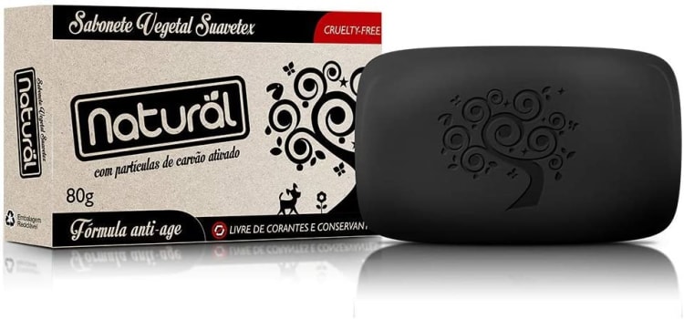 2 unidades - Sabonete Natural com Carvão Ativado 80G, Suavetex 