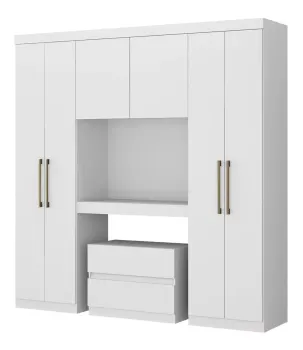 Guarda Roupa Casal 6 Portas 2 Gavetas Porto Branco Carraro