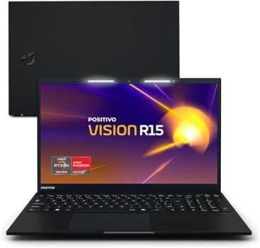 Notebook Positivo Vision R15 Lumina Bar, AMD Ryzen 5 8GB 512GB, Tela 15 polegadas Full HD Antirreflexo, Linux- Preto