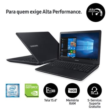 Notebook Samsung Core i7-7500U 16GB 1TB Placa Gráfica 2GB Tela Full HD 15.6” Windows 10 Expert NP300E5M-XF4BR