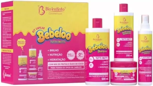 Kit Completo Bebeloo Tutti Frutti com Shampoo, Condicionador, Máscara Capilar e Spray Desembaraçante