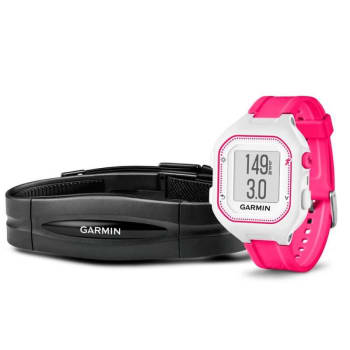 Relógio Esportivo Garmin Forerunner 25 Branco e Rosa com GPS e Monitor de Frequência Cardíaca