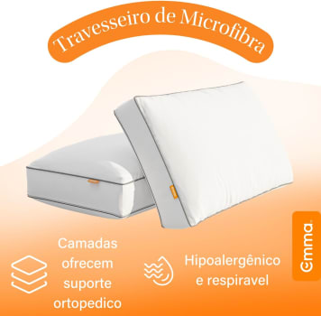 Travesseiro de Microfibra Ajustável Emma, Comfort Plus (Branco)