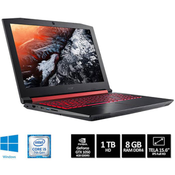 Notebook Gamer Acer Aspire Nitro 5 i5-7300HQ 8GB 1TB Tela Full-HD 15.6'' GTX 1050 4GB W10 - AN515-51-50U2