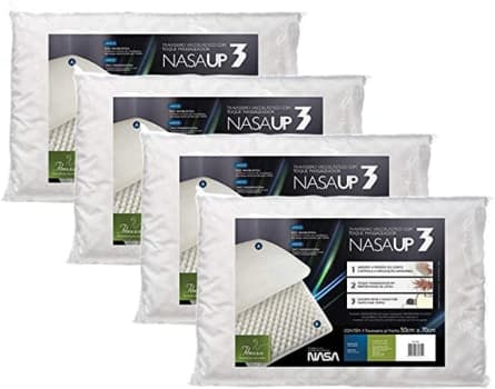 Kit 4 Pçs Travesseiro Nasa Up 3 P/fronhas 50x70 Cm - Fibrasca, Branco