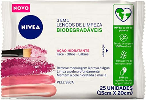 3 Unidades - Lenço Demaquilante Nivea Ação Hidratante 3 em 1