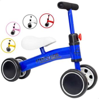 Bicicleta Infantil De Equilíbrio Sem Pedal 4 Rodas - ATENTU, Azul