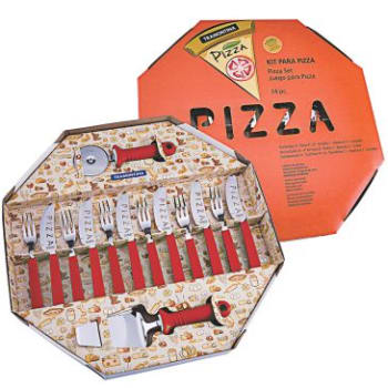 Kit para Pizza 14 Peças Vermelho - Tramontina