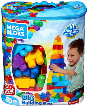 Sacola de 80 Blocos, Mega Bloks, Mattel