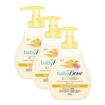 Kit 3 Unidades Sabonete Líquido Dove Baby Hidratação Glicerinada Da Cabeça Aos Pés - 200ml