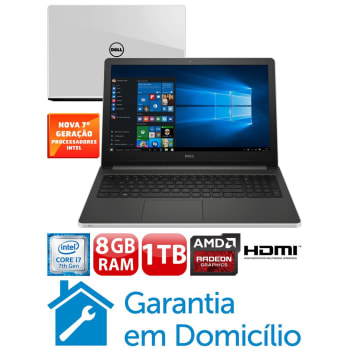 Notebook Dell Core i7-7500U 8GB 1TB Placa Gráfica 2GB Tela 15.6” Windows 10 Inspiron I15-5566-A70B