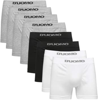 Kit 8 Cuecas Boxer Algodão Duomo Masculino Mescla/Preto/Branco P