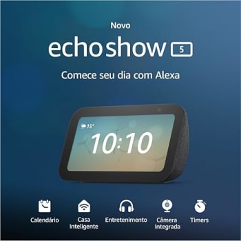 Echo Show 5 (3ª geração - 2023) | Smart display com Alexa, graves 2x mais potentes e som mais nítido | Cor Preta