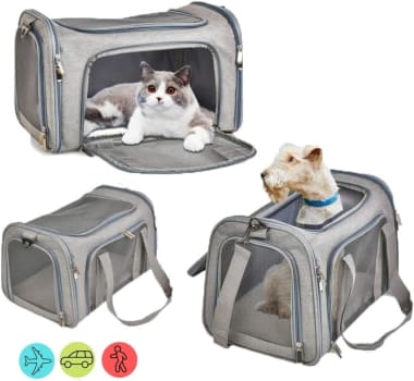 Bolsa de Transporte Pet Avião Viagem para Reforçada Cachorros e Gatos Cabine - Duke & Dixie (Cinza)