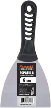 Espátula de Aço Cabo Plástico Famastil – 6 cm – Lisa – Aço encruado 1020 – Cabo ergonômico – Raspagem de tinta e cimento – Aplicação de massa corrida,