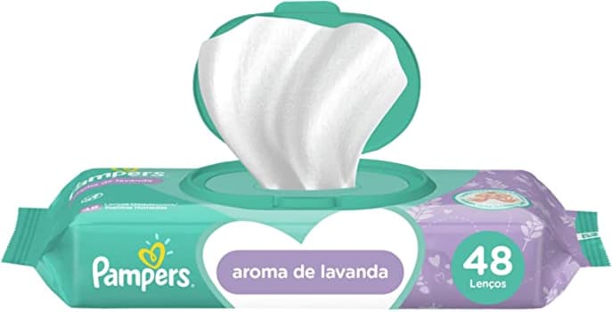 2 Pacotes de Lenços Umedecidos Pampers Aroma de Lavanda 48 Unidades cada (Total 96 unidades)