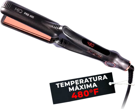 MQ HAIR Chapinha Titânio Profissional 480 250ºC, Design Anatômico, Efeito Espelho Com 3 Passadas, Controle de Temperatura em 17 Níveis, Bivolt