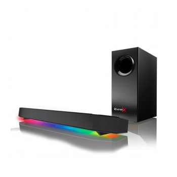 Caixa de Som Soundbar Creative Pebble SBX Katana, Bluetooth, Subwoofer, LED RGB, 7.1, USB/P2, 75W-150W, Preto - 51MF8245AA000
