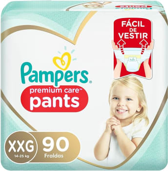 Fralda Pampers Pants Premium Care XXG 90 unidades. A embalagem pode variar