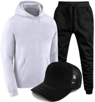 Conjunto Moletom Masculino Canguru e Calça Moletom Jogger + Boné