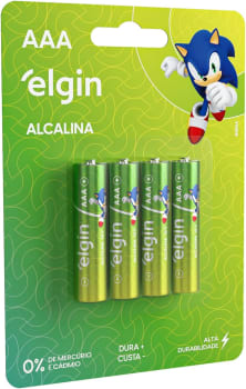 Pilha Alcalina, Elgin, Palito AAA, Blister com 4