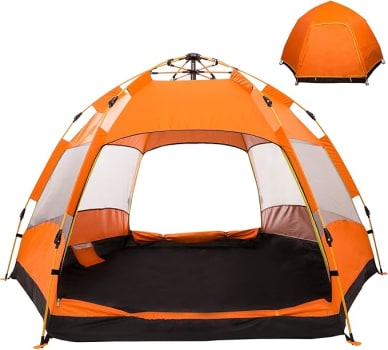 Barraca De Acampamento JOYFOX, Comporta De 3-4 Pessoas, C/ 2 Portas E 4 Janelas, Resistente À Água, Leve, Portátil (Disponível Em 2 Cores)